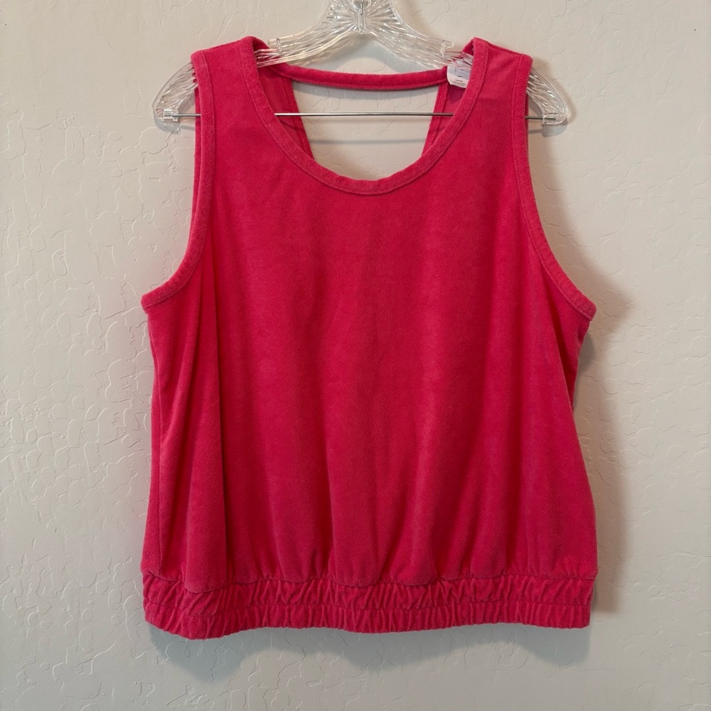 LIVI Sleeveless Crew Neck French Terry Active Workout Tank Top Pink Size 14/16
